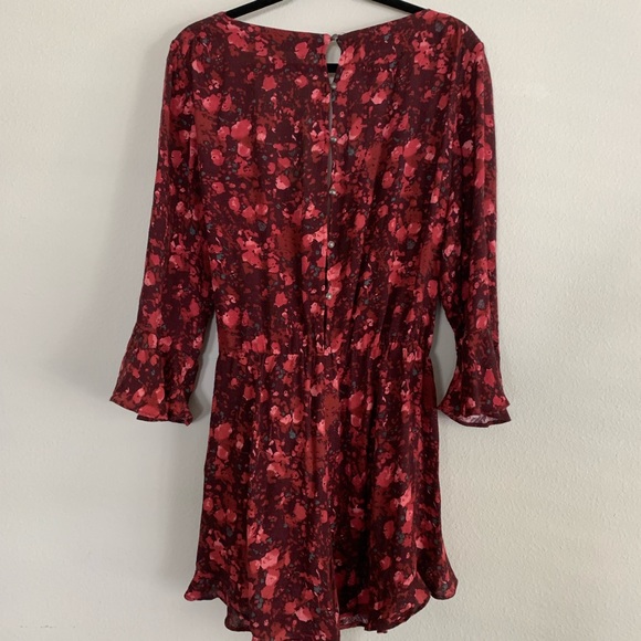 Free People All The Right Ruffle Red Floral Romper - Picture 7 of 8